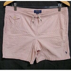 POLO RALPH LAUREN Boy Pink Striped Stretch Classic Fit Seer Sucker Shorts L14/16